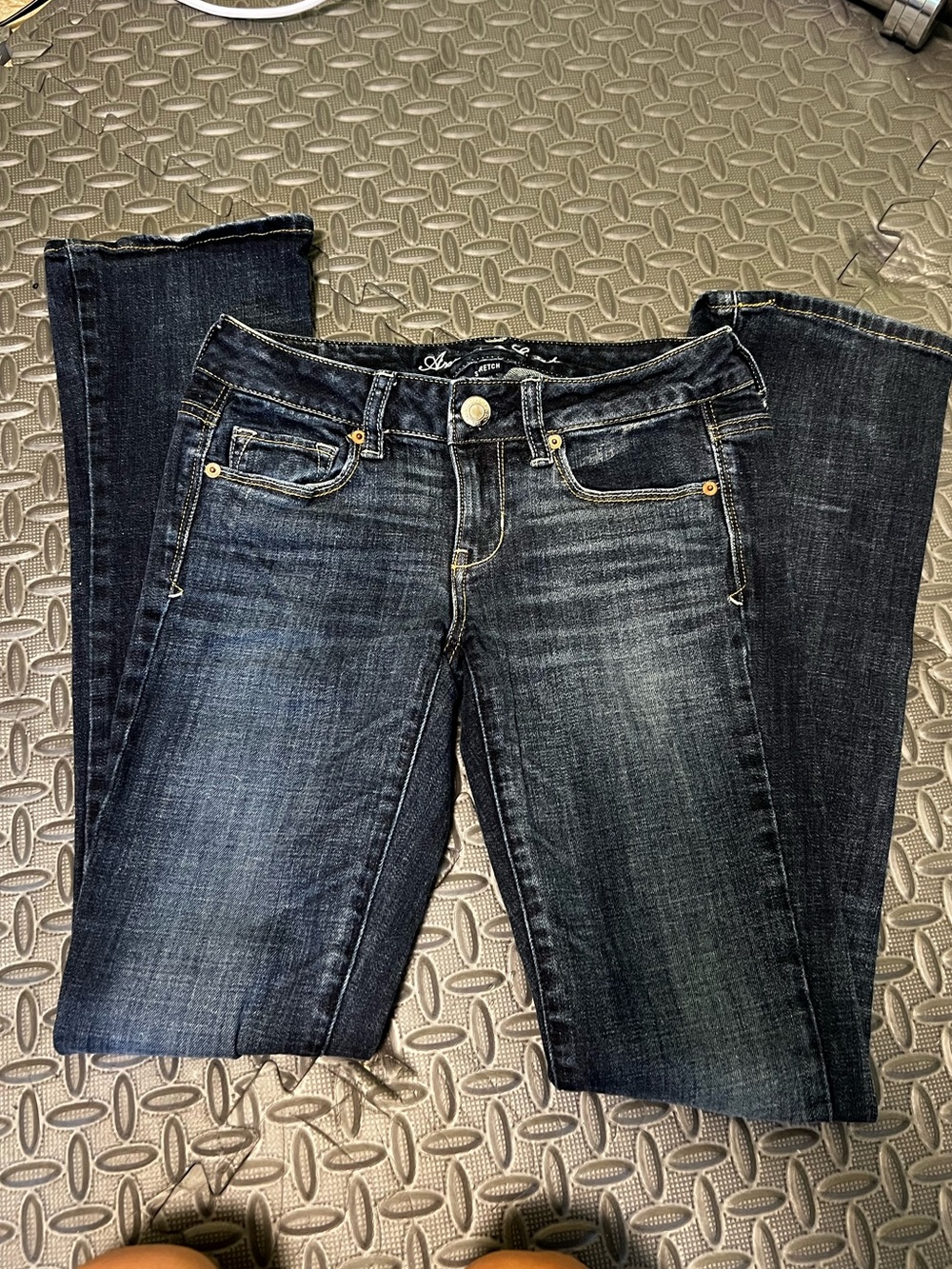 American Eagle Outfitters Low Rise Bootcut Jeans Dark Navy Blue Y2K